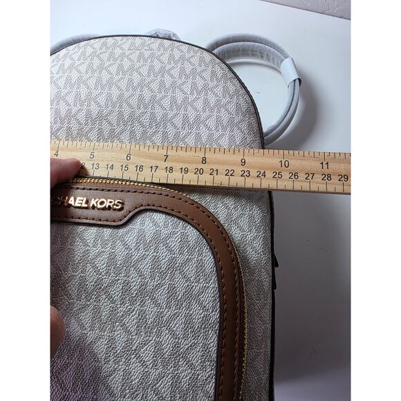 MICHAEL KORS Medium NEW Jaycee Logo Print Bookbag  Backpack Vanilla Brown NWT - Picture 8 of 16